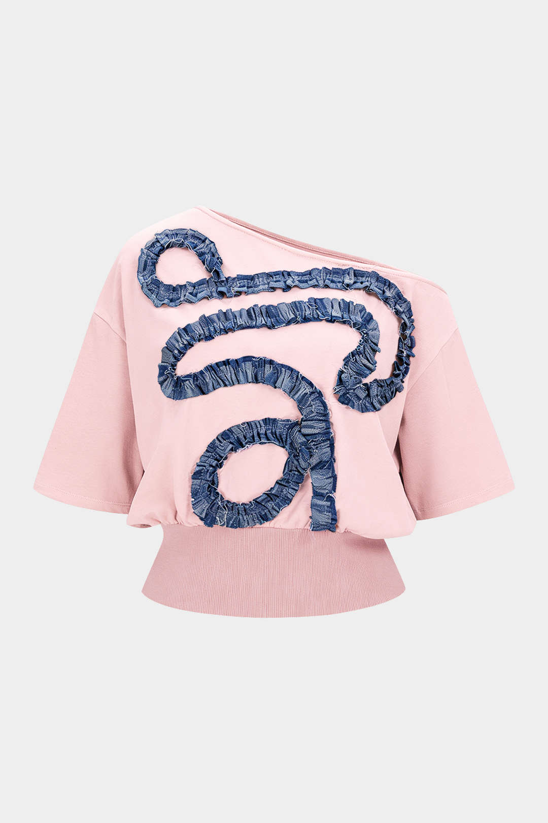 Epäsymmetrinen patchwork-lyhythihainen T-paita