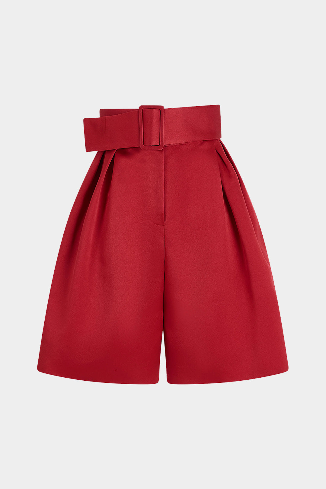 Solid Belted High Waist Wide Leg Shorts