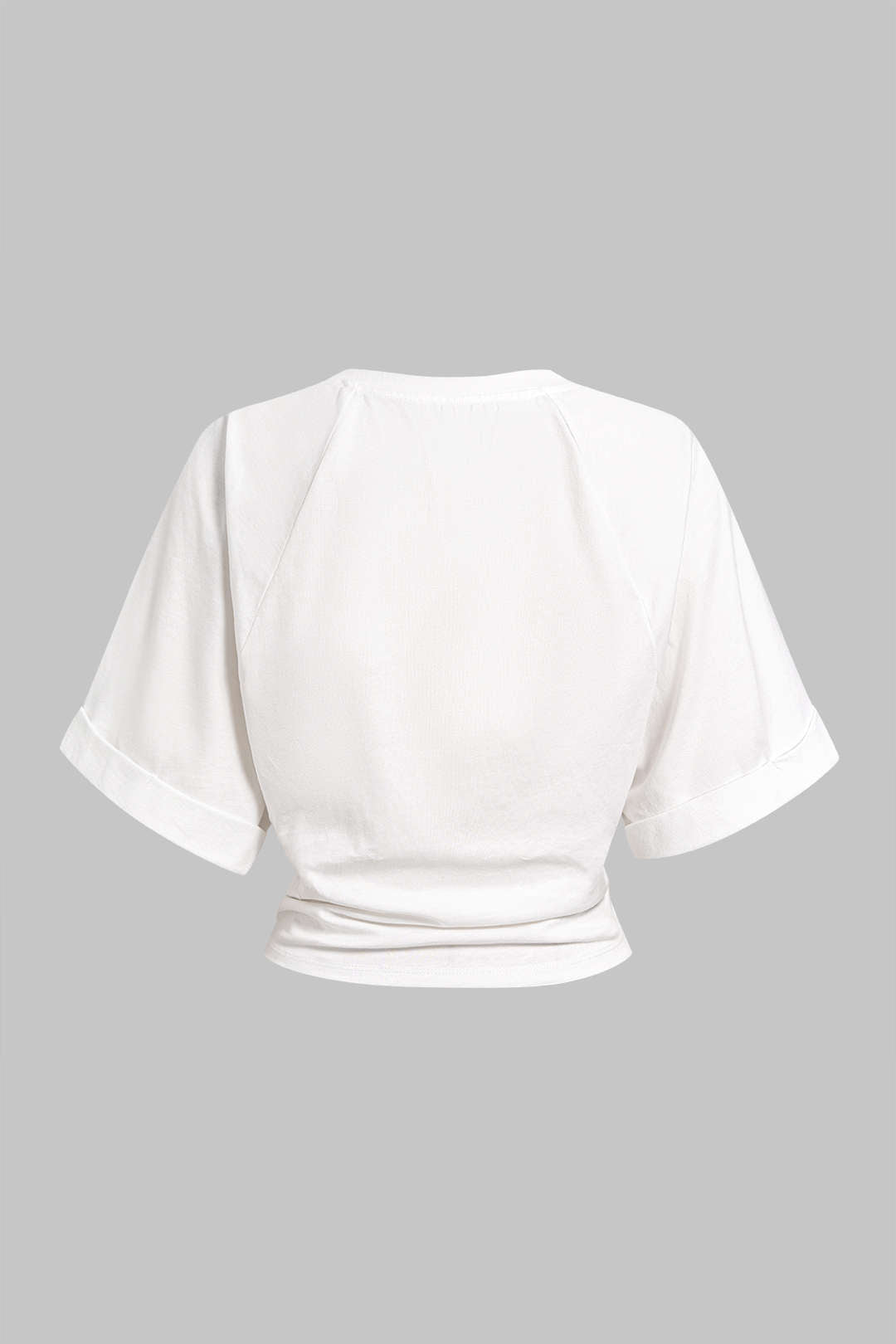 Metallic Buckle Round Neck Short Sleeve T-Shirt