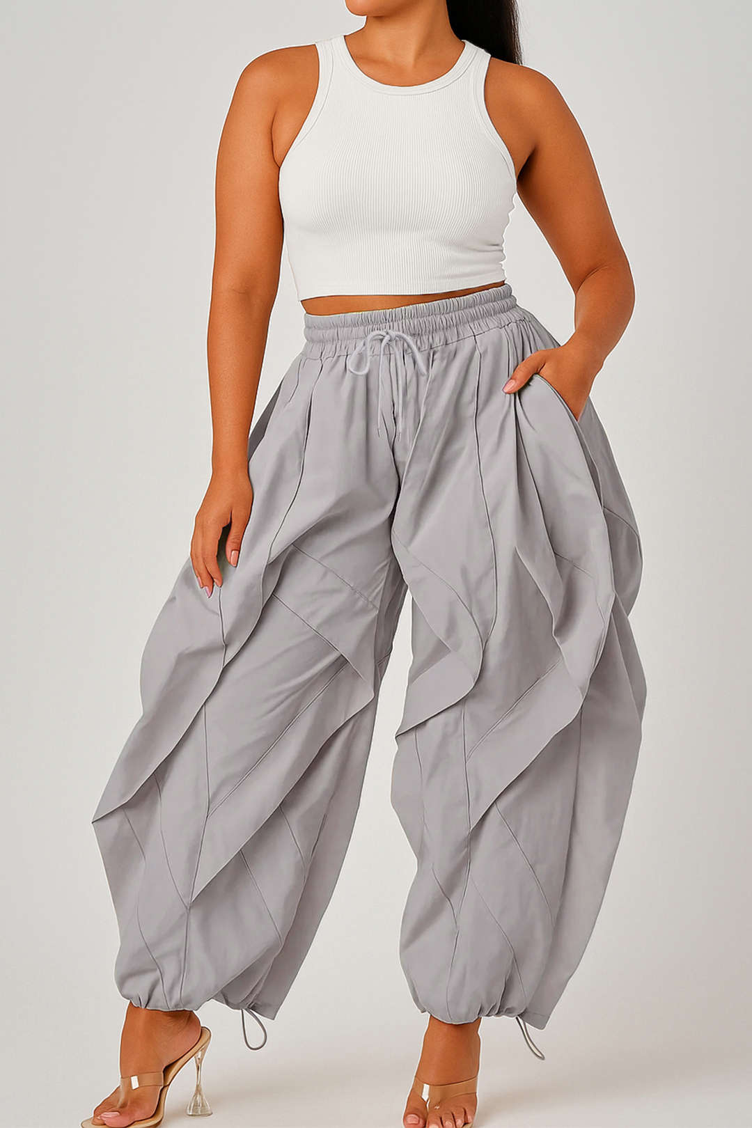 Drawstring Ruffle Trousers