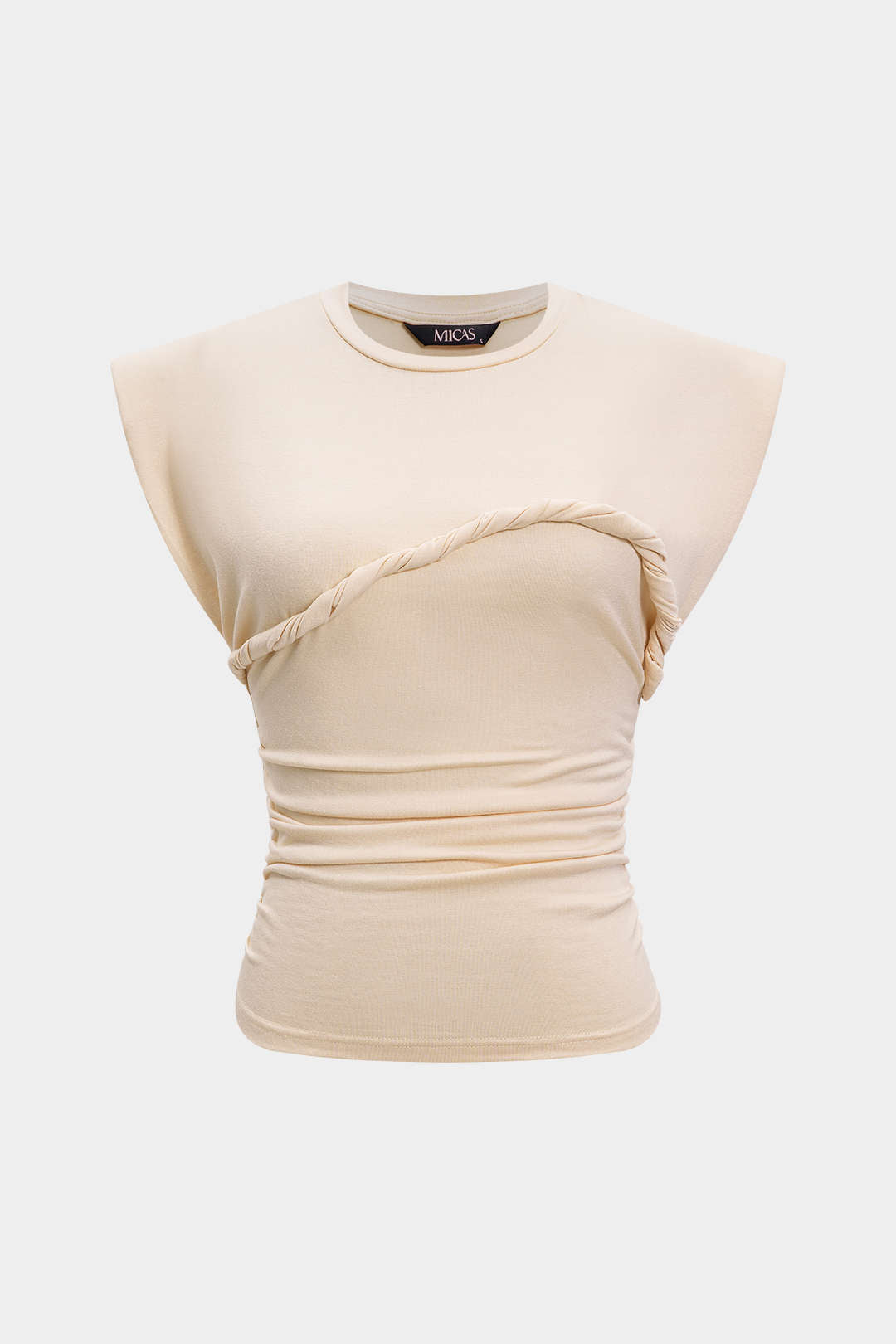 Solid Twist Round Neck T-Shirt