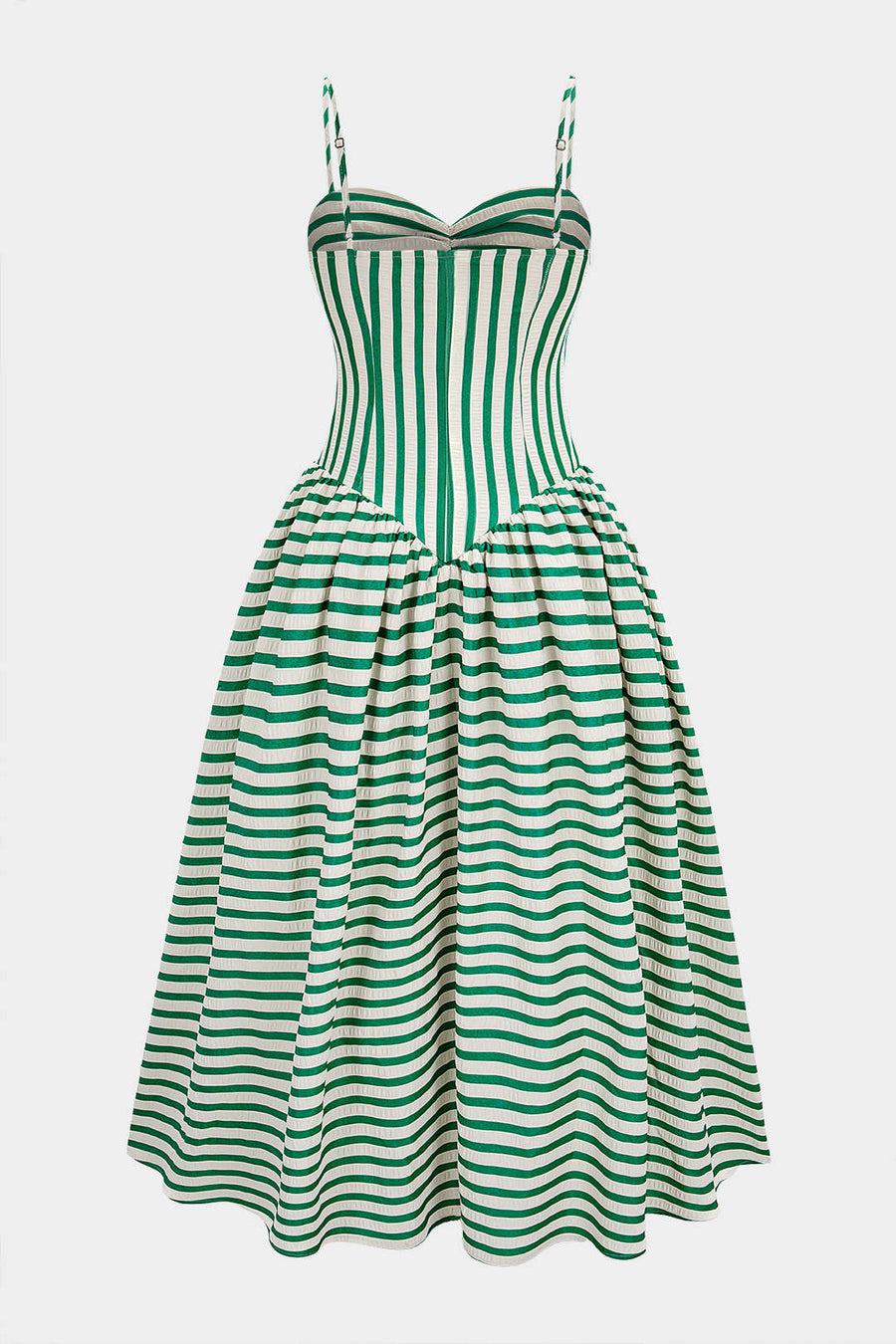 Stripes Print Ruched Zipper Slip Sleeveless Maxi Dress