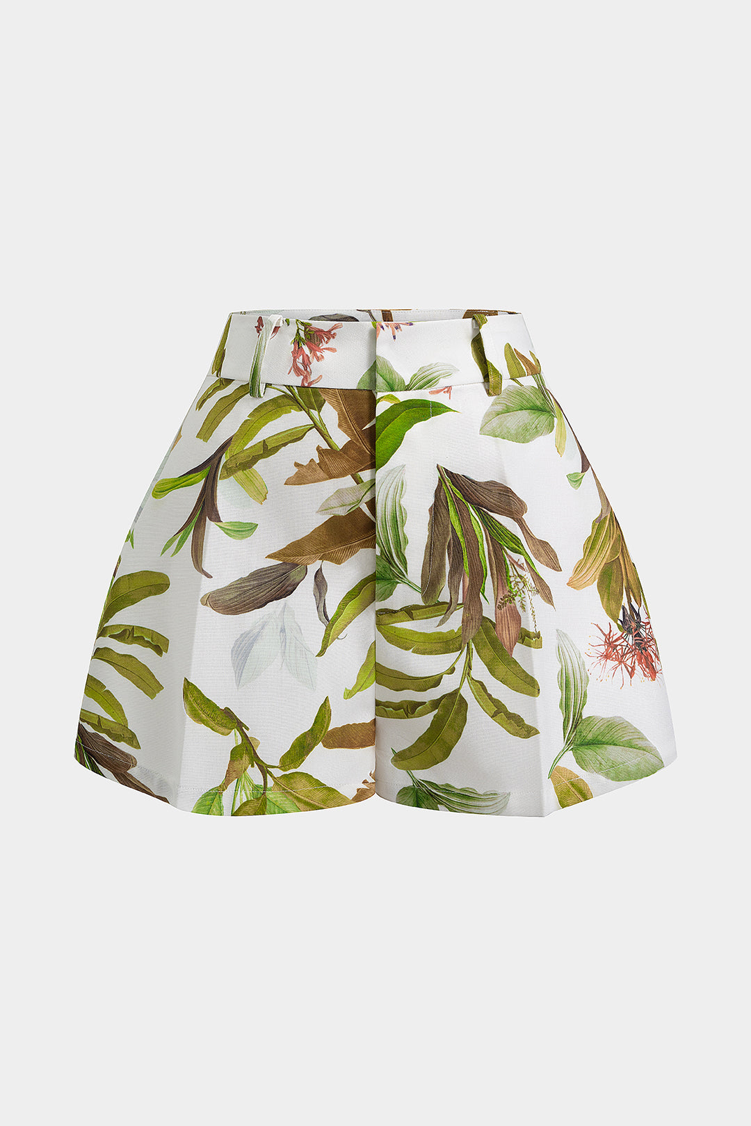 Leaves Print High Waist Wide Leg Shorts