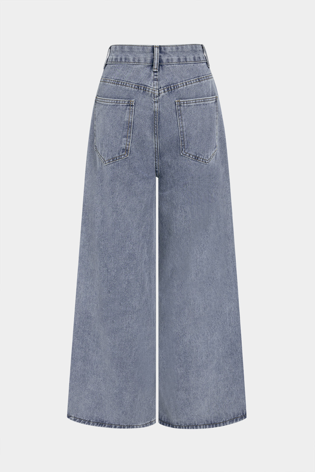 Denim Patchwork Lace Cut Out Frayed Wide Leg Jeans