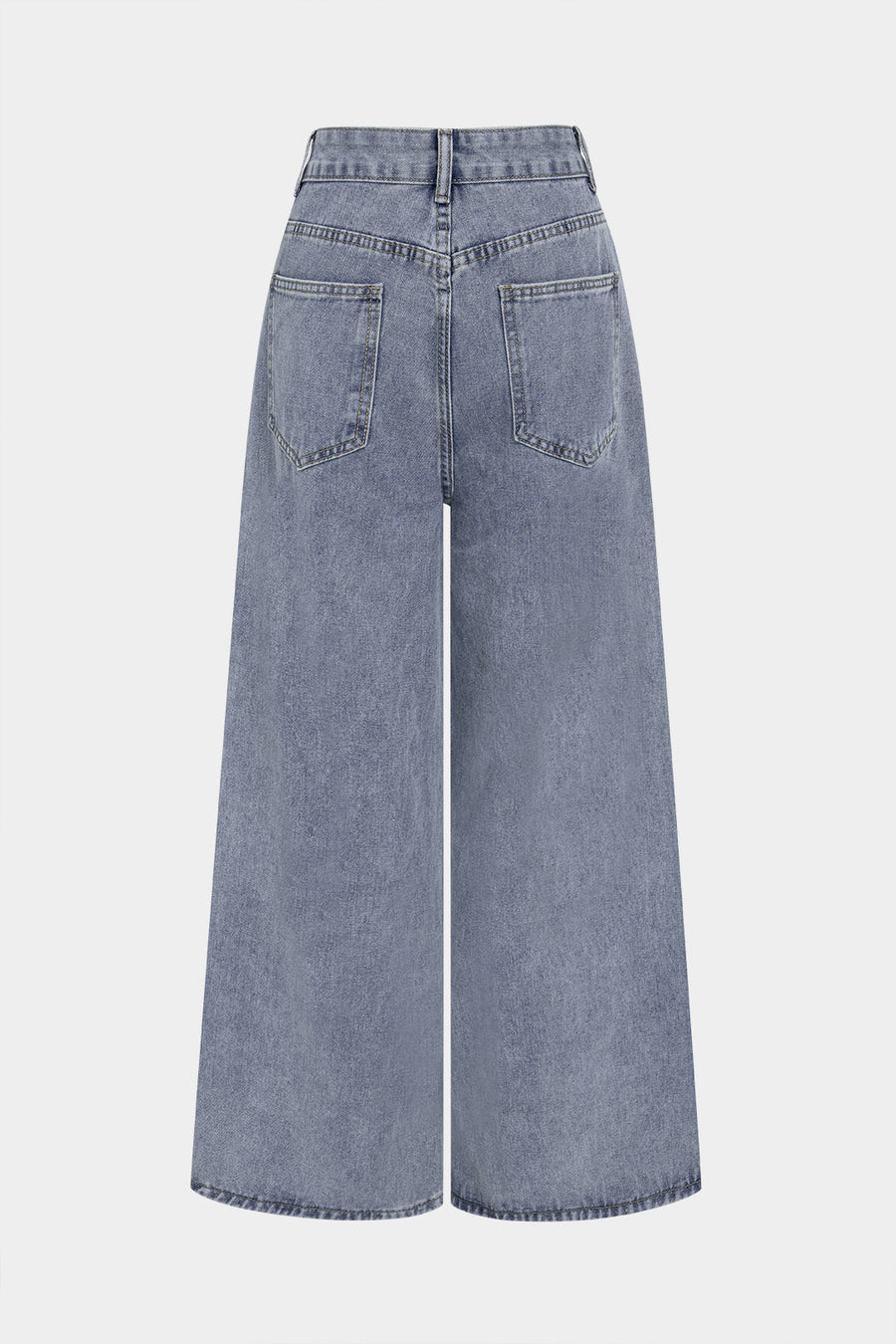 Denim Patchwork Lace Cut Out Frayed Wide Leg Jeans