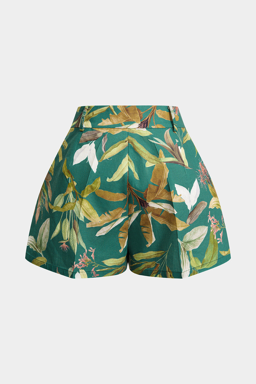 Leaves Print High Waist Wide Leg Shorts