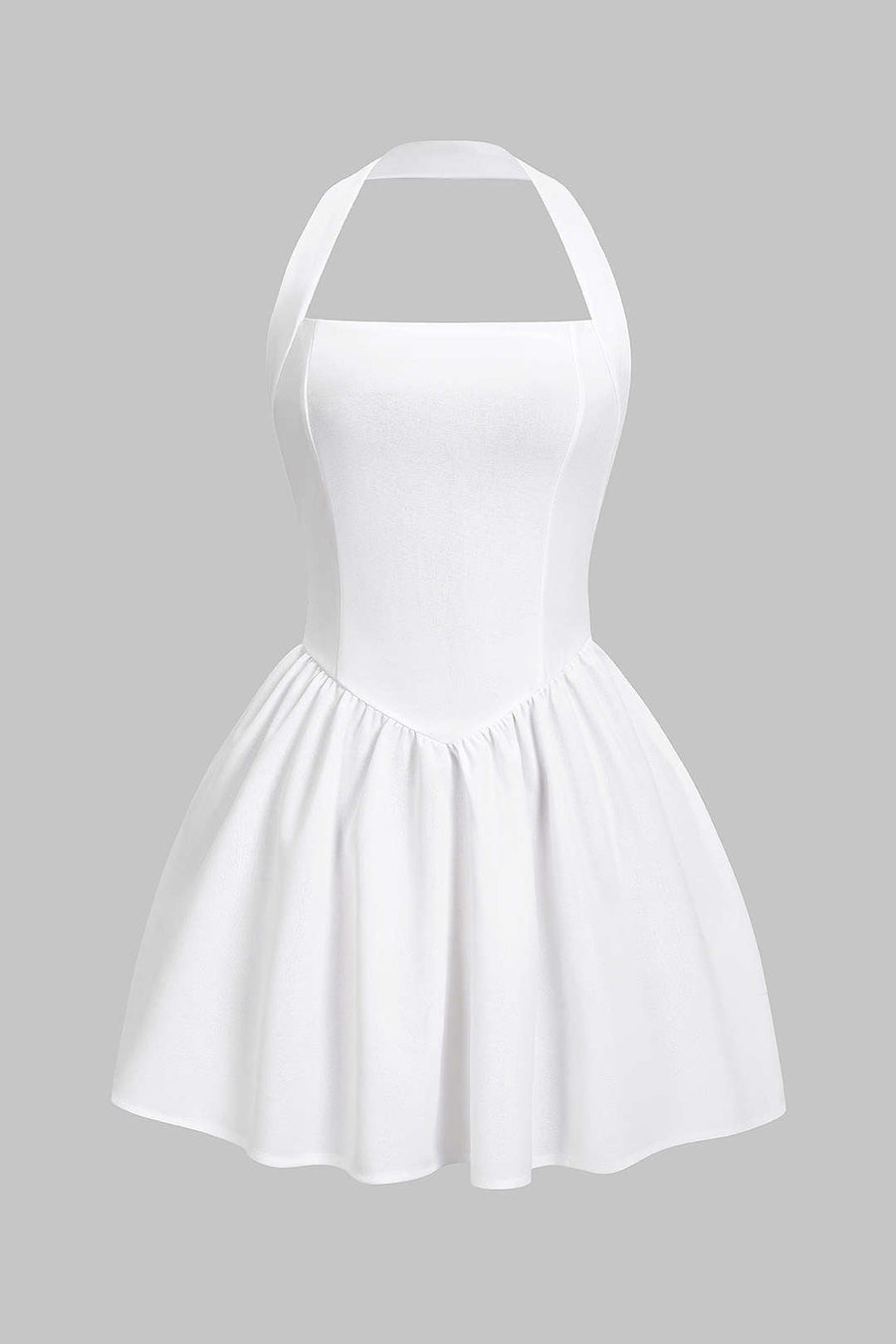 Halter Neck Backless Zipper Ruched Sleeveless Mini Dress