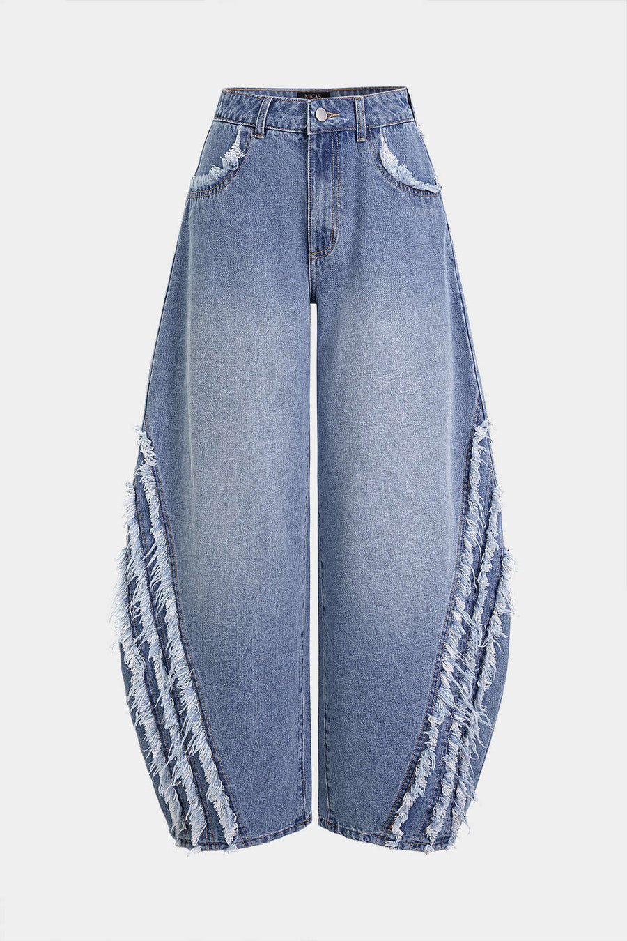 Denim Frayed Wide Leg Jeans