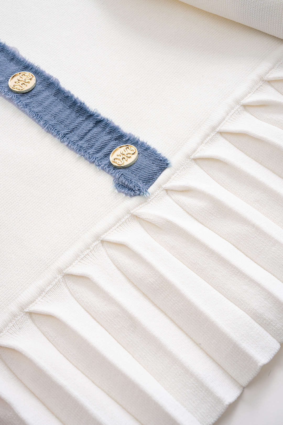 Knit Patchwork Denim Metallic Button Sleeveless Mini Dress