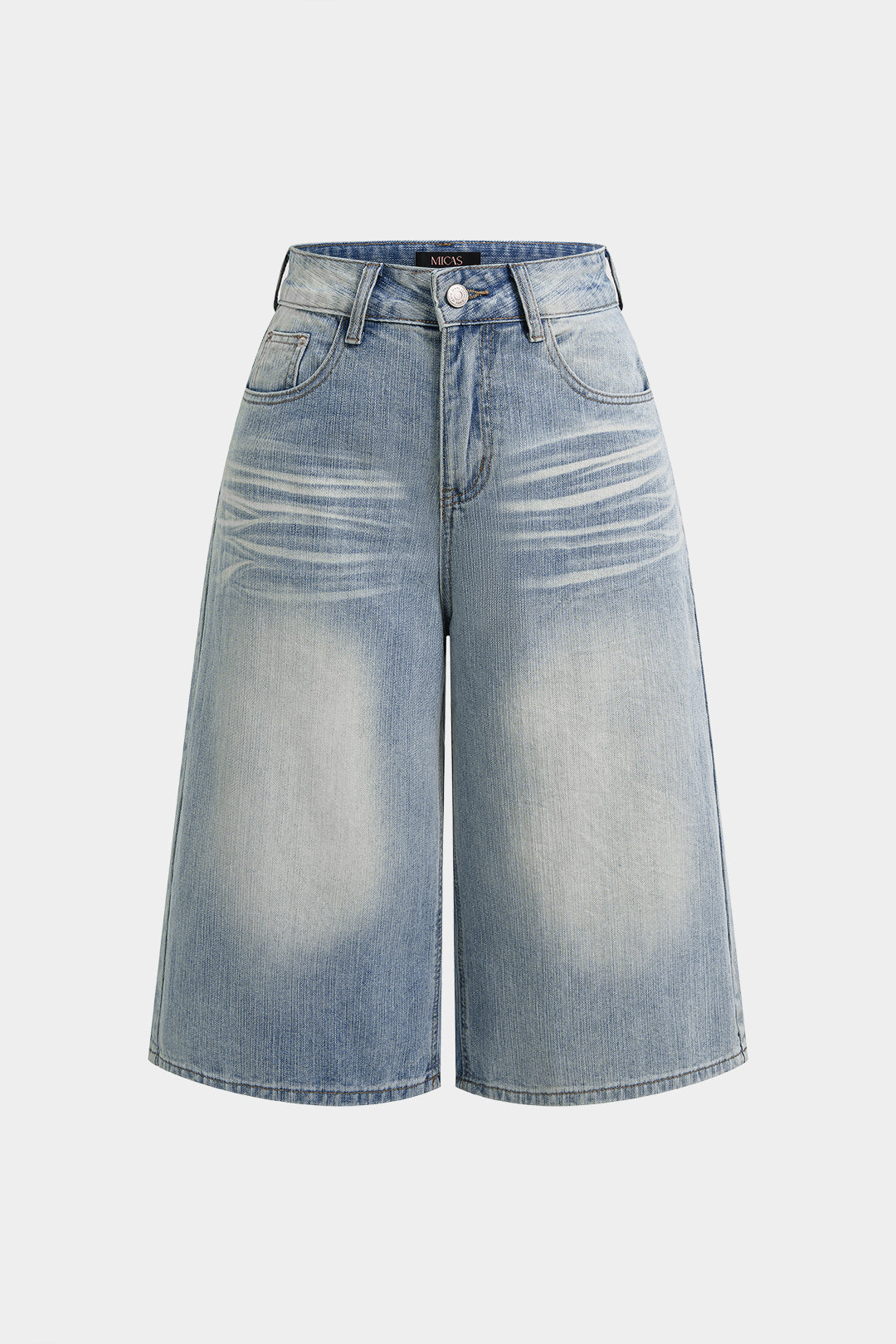 Denim-shortsit, korkea vyötärö