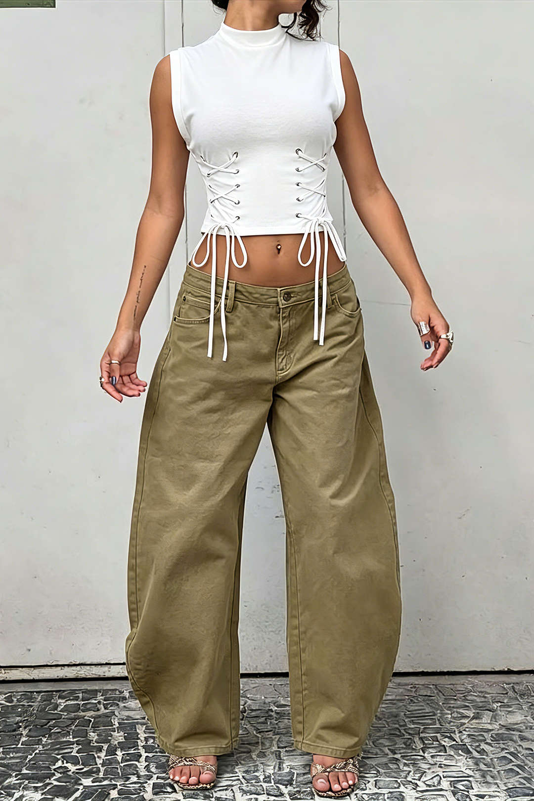 Solid Tie-Up Short Sleeve T-Shirt