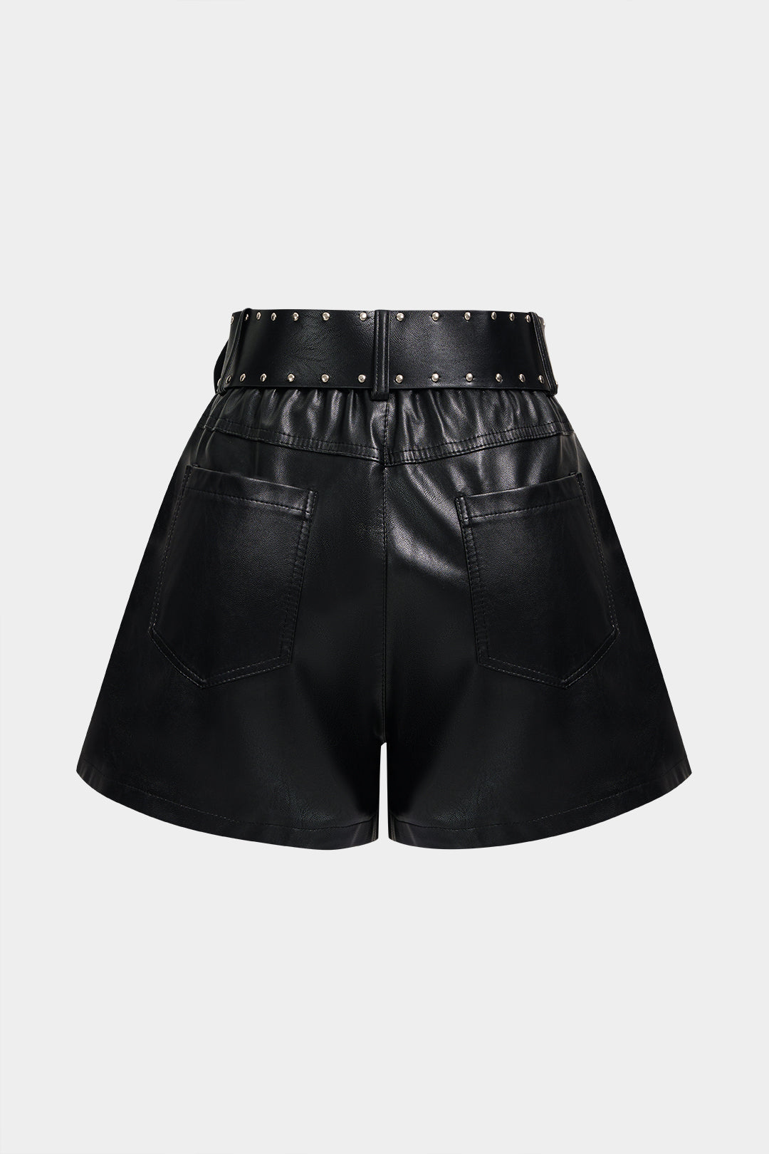 Faux Leather Belted High Waist Wide Leg Shorts