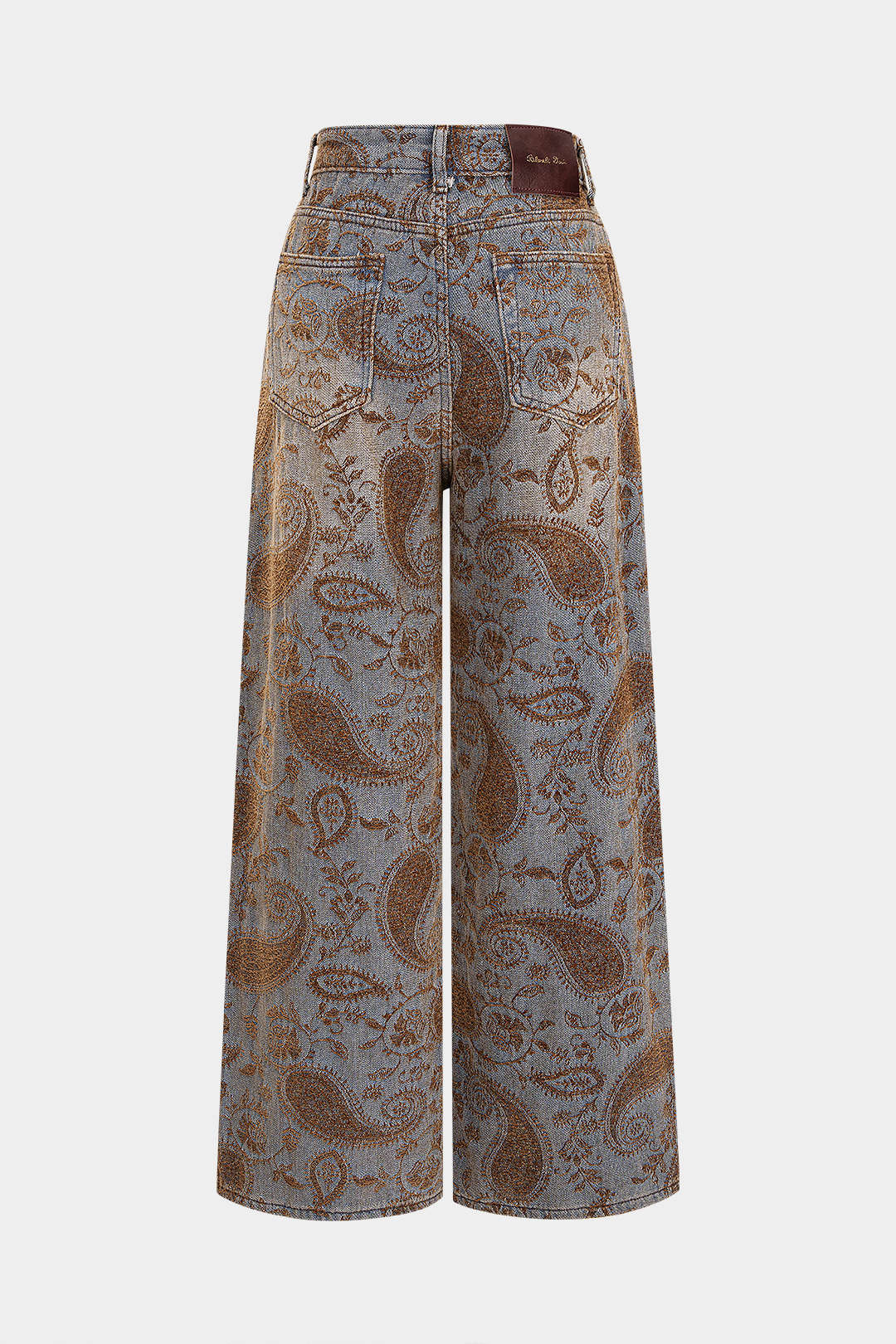 Floral Embroidery Zipper Straight Pants