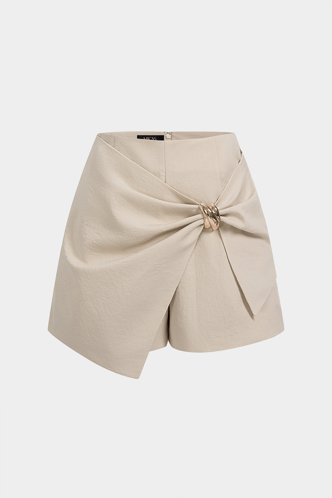 Metallic Ruched Pocket High Waist Skort