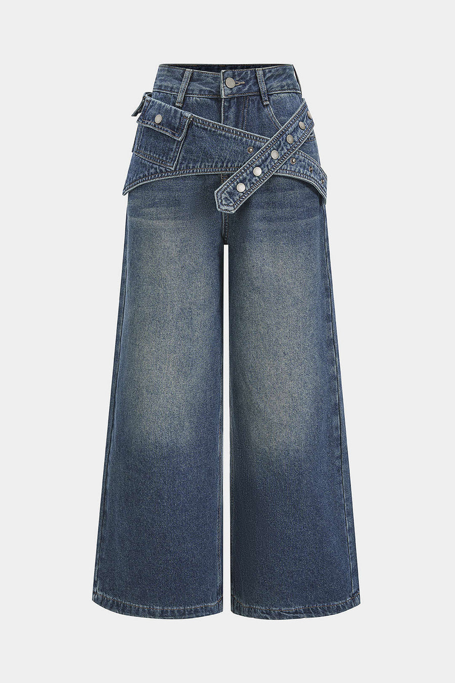 Asymmetriset, leveälahkeiset denimfarkut