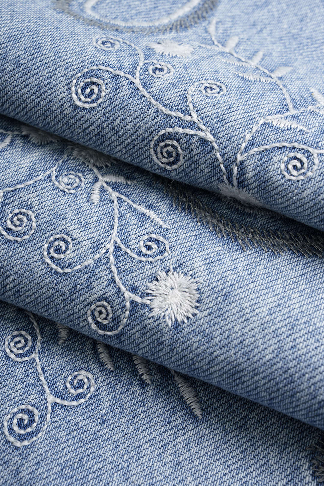 Denim Floral Print Jeans