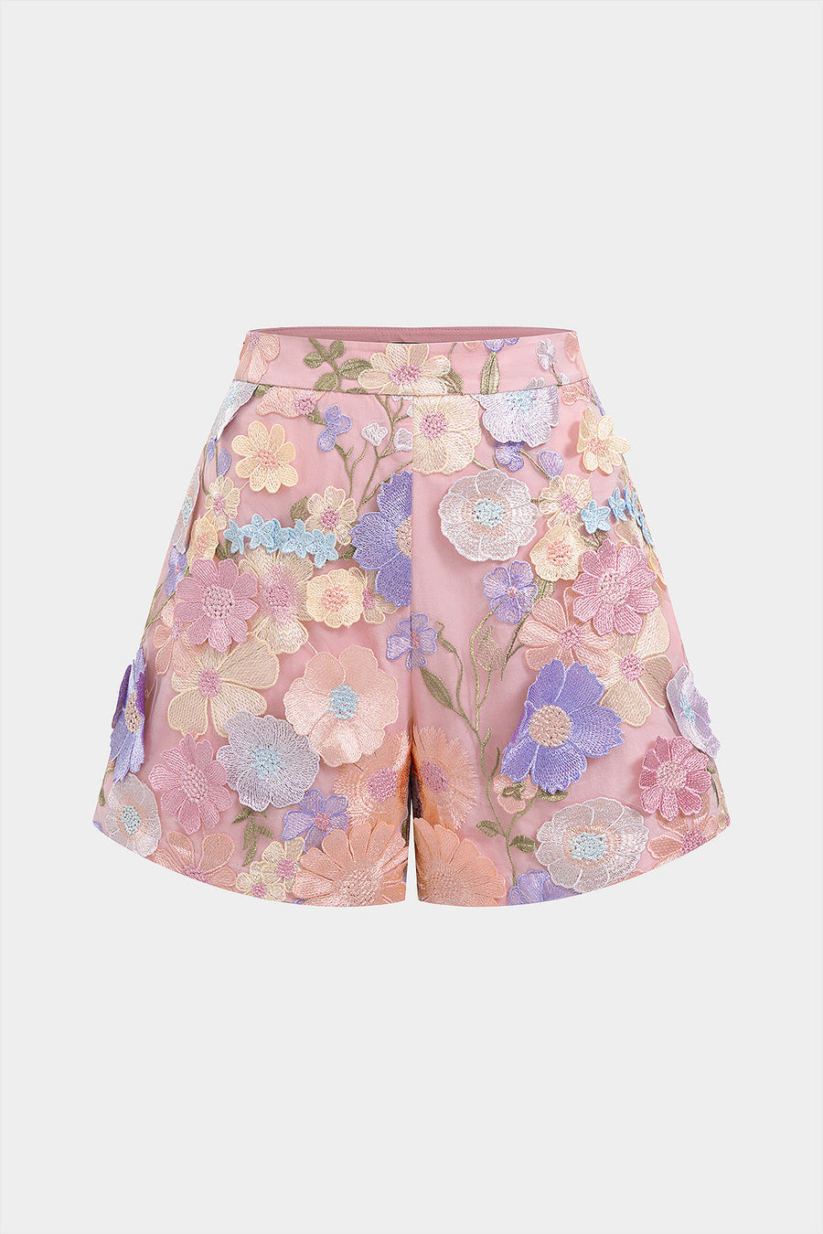 3D Floral Textured Shorts