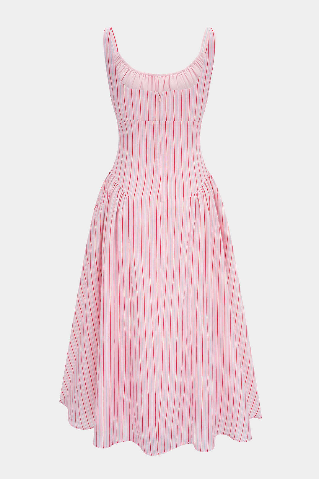 Stripes Print Round Neck Pocket Sleeveless Maxi Dress