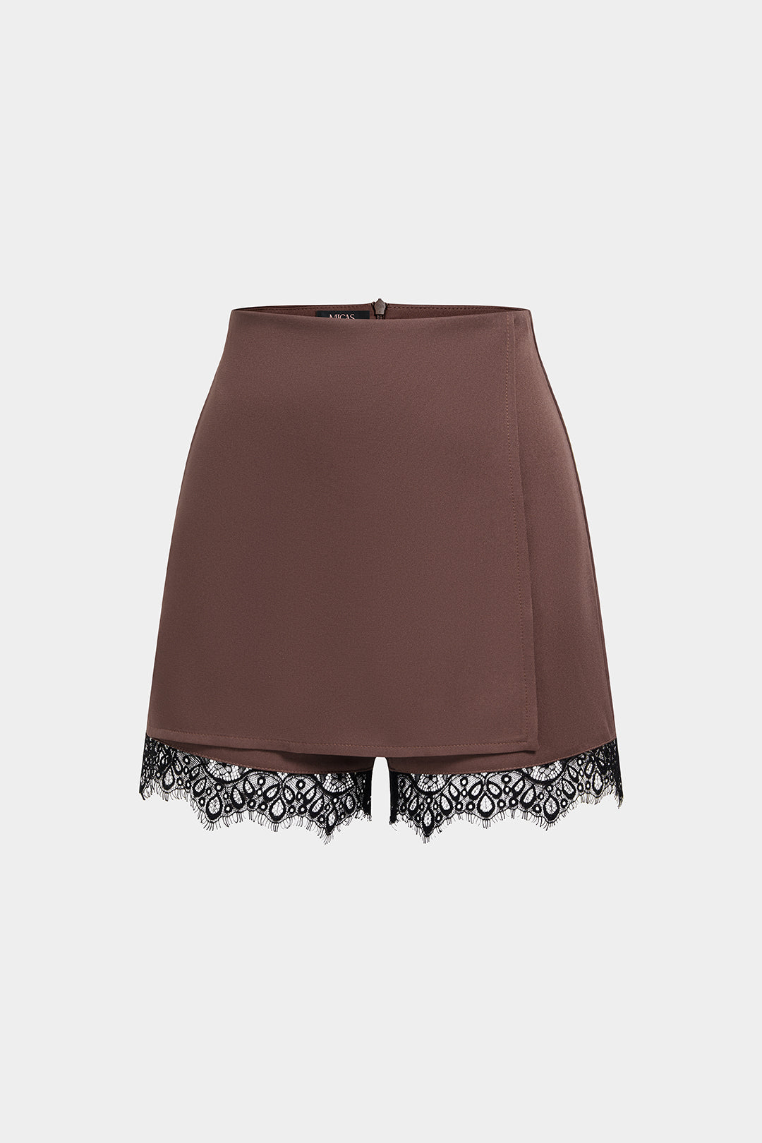 Patchwork Lace Trim Zipper Shorts