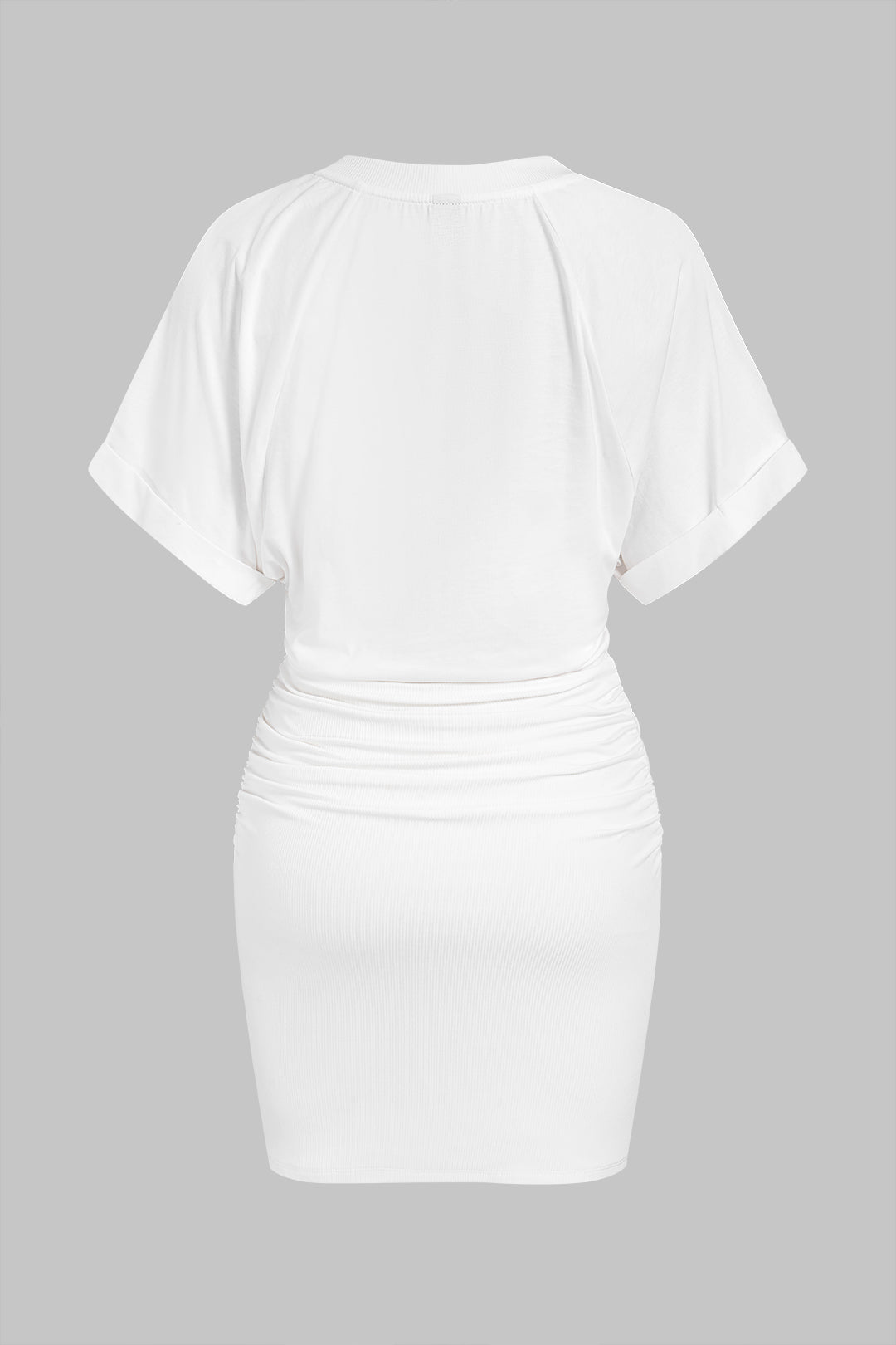 Metallic Round Neck Short Sleeve Mini Dress