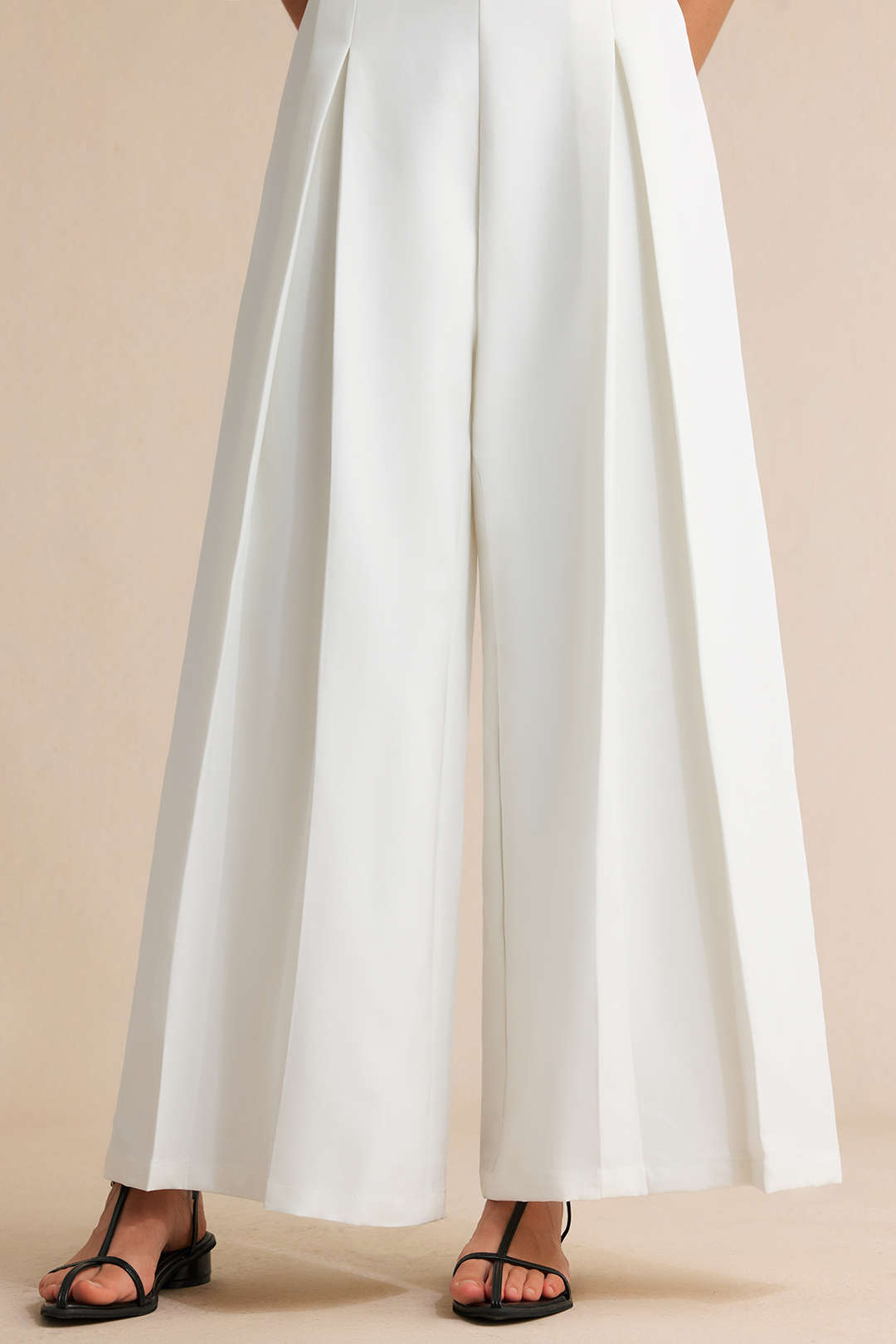 Solid High Waist Wide Leg Pants