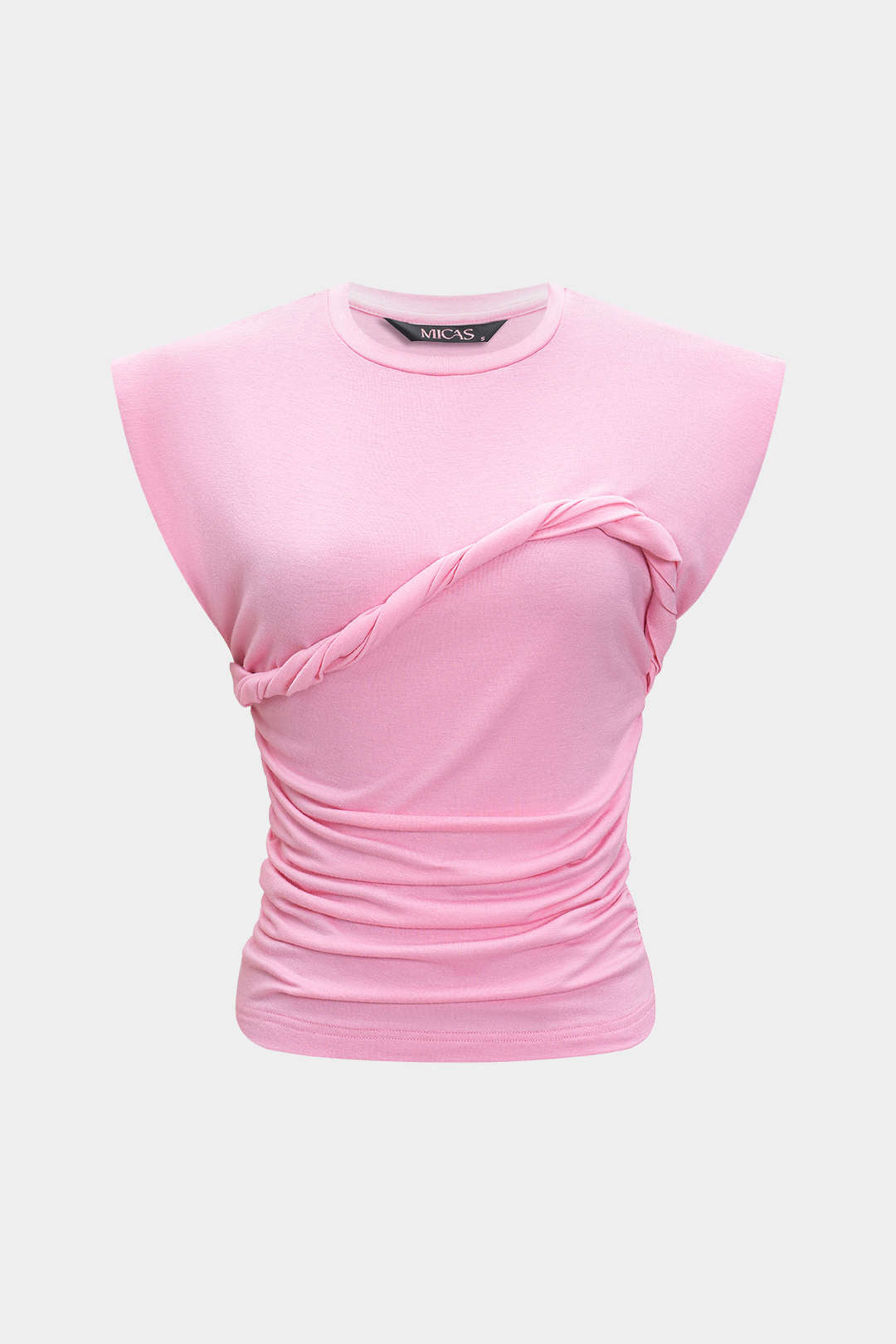 Solid Twist Round Neck T-Shirt