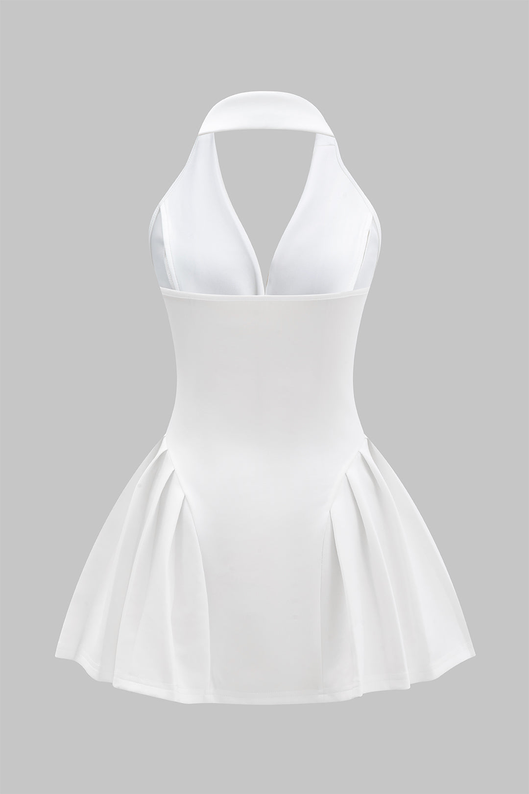Halter Neck Button Ruffle Sleeveless Mini Dress