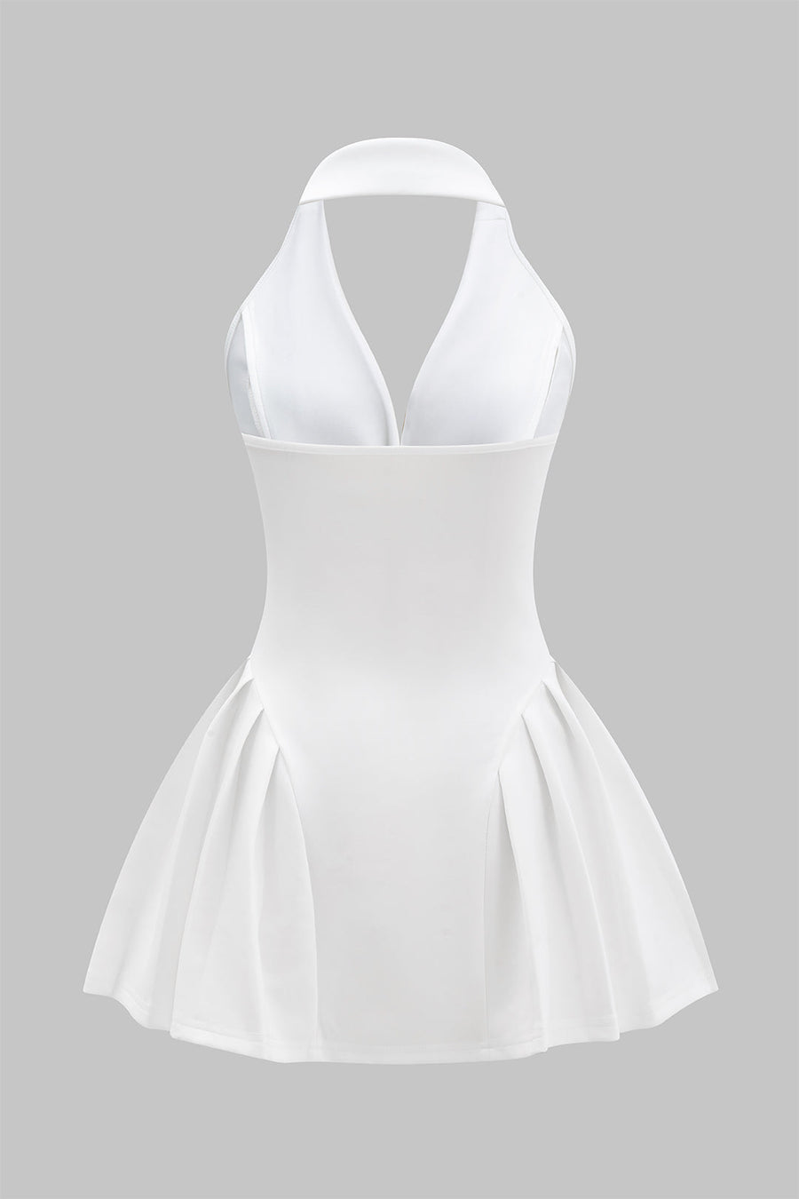 Halter Neck Button Ruffle Sleeveless Mini Dress