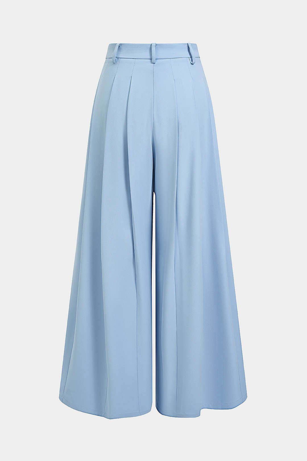 Solid Pleated Wide Leg Pants