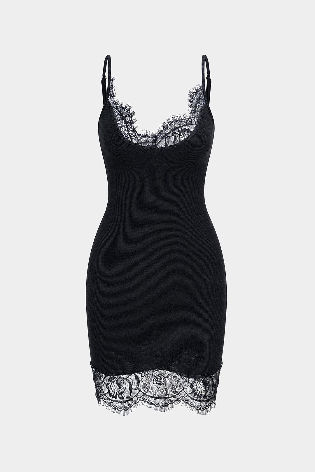 Lace Patchwork Sleeveless Slip Mini Dress