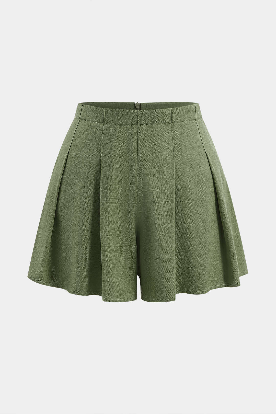 Linen Pleated Zipper Shorts