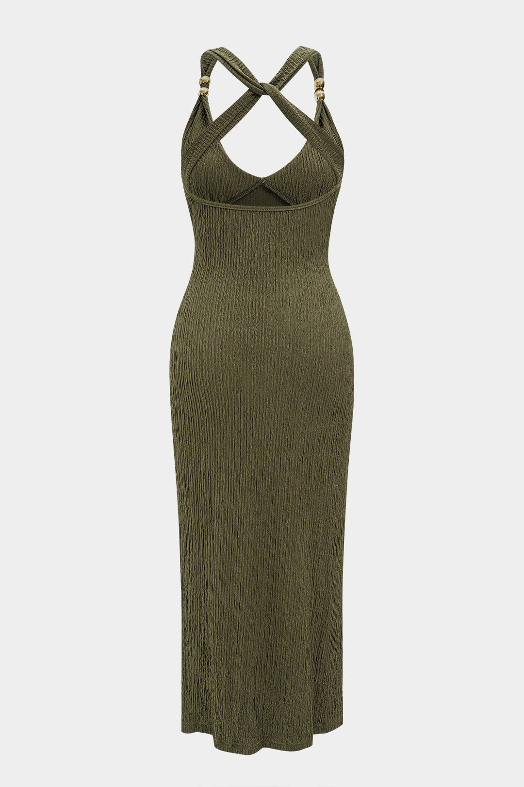 V-Neck Crossed Backless Slip Sleeveless Maxi Dress