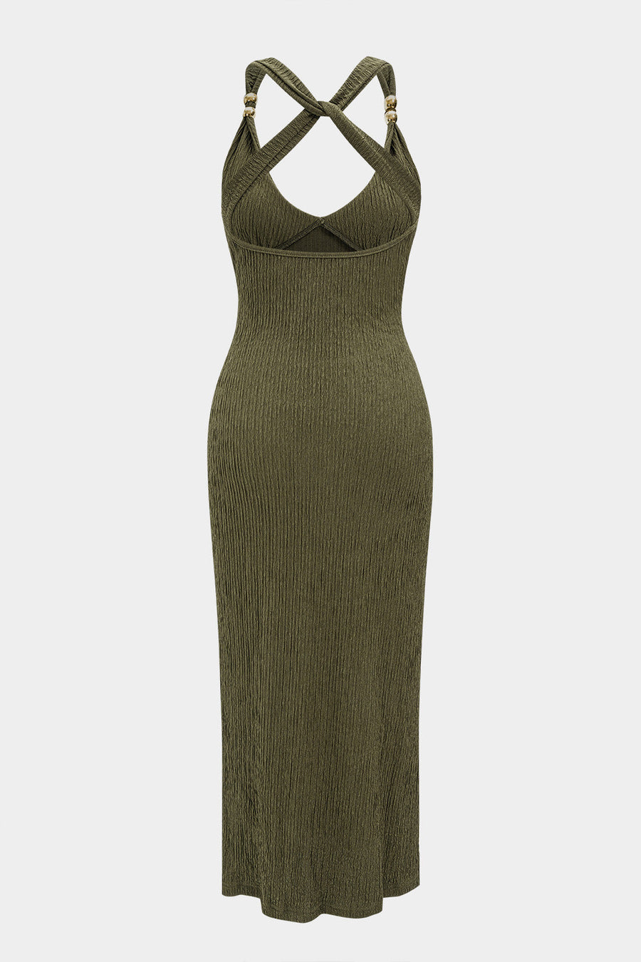 V-Neck Crossed Backless Slip Sleeveless Maxi Dress
