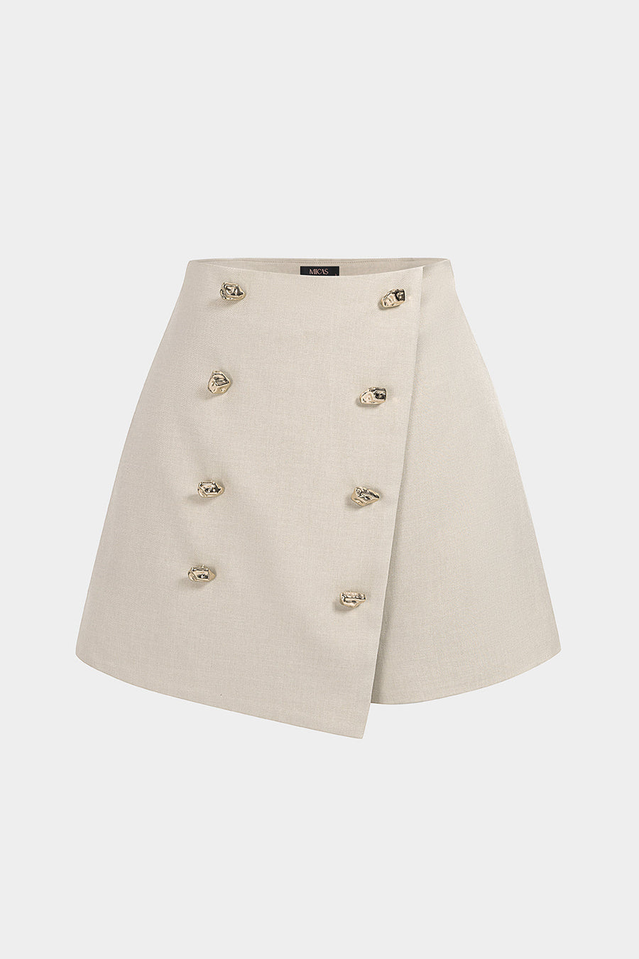Asymmetrical Metallic Button Skort