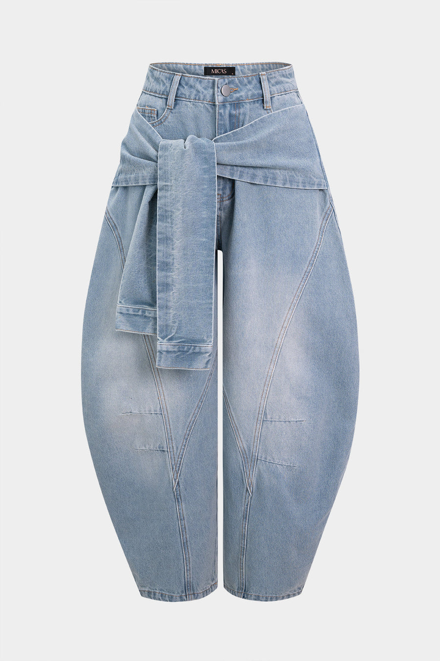 Denim Tie-Up Barrel Jeans