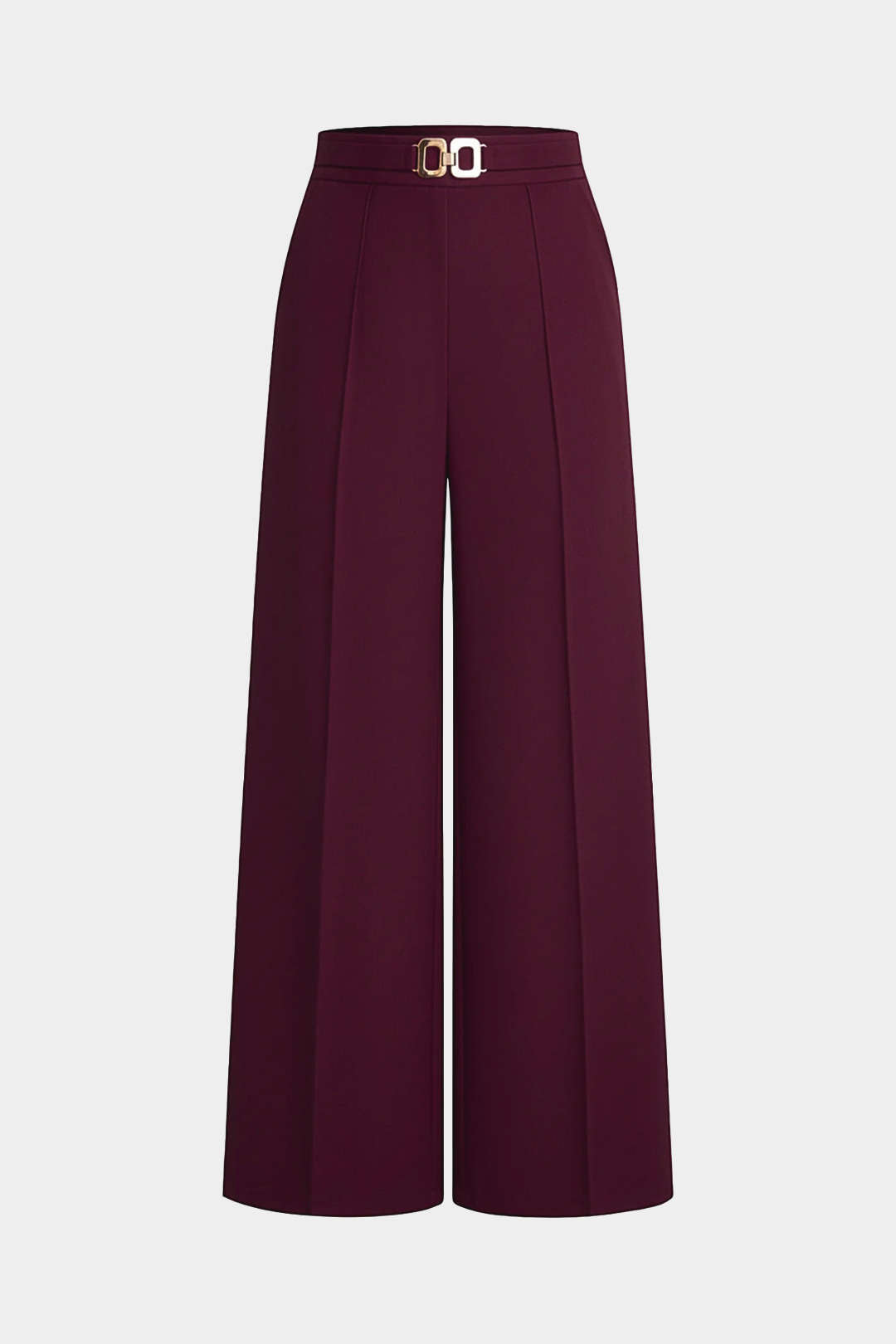 Solid Belted Wide-Leg Pants