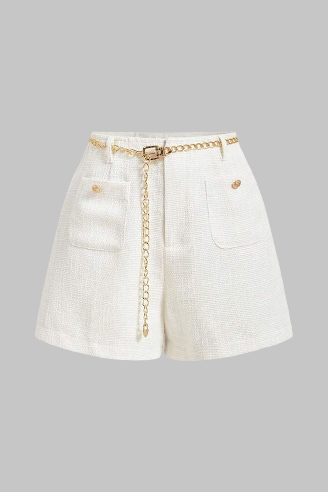 Tweed Metallic Chain Pocket Shorts