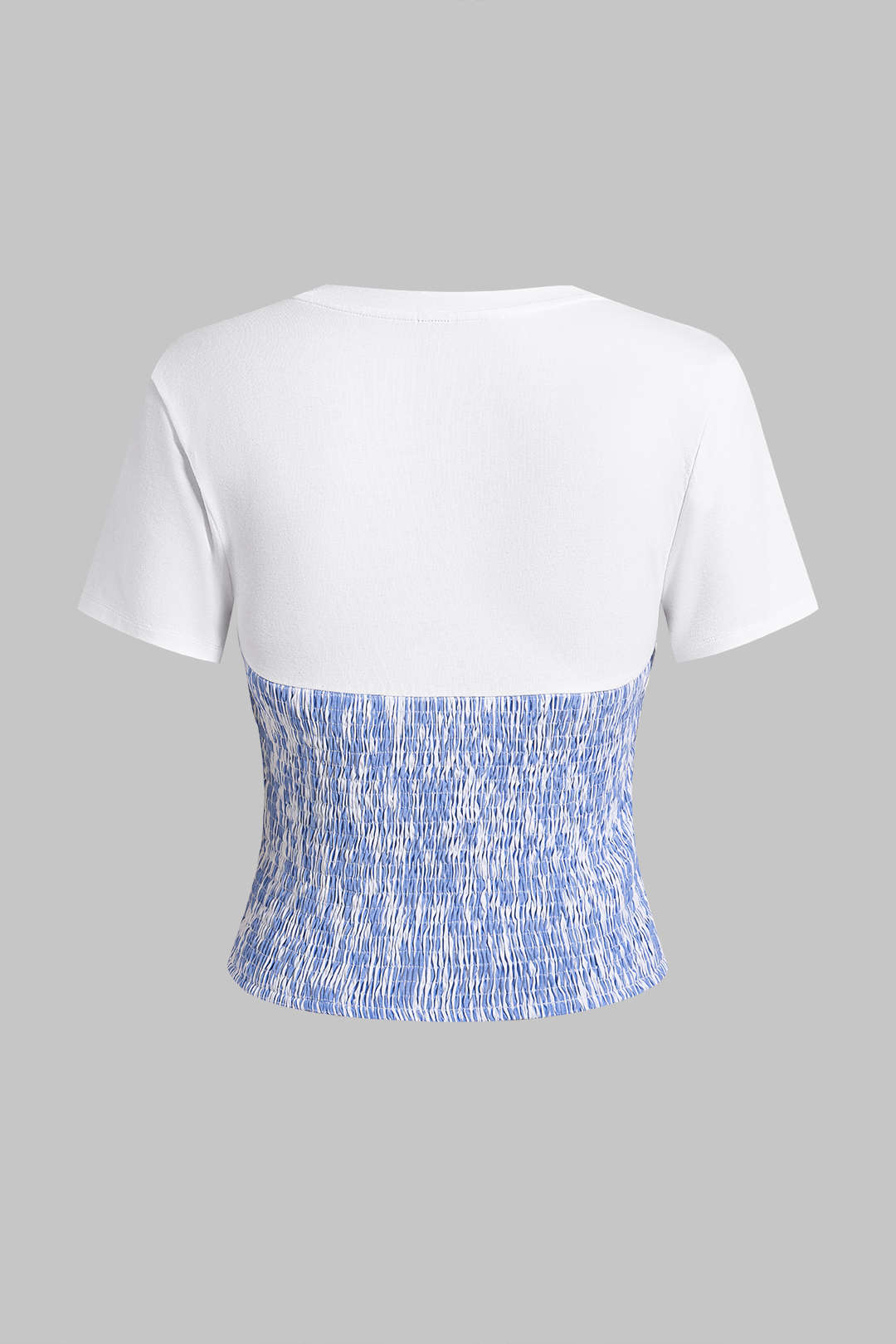 Stripes Print Patchwork Knotted Short Sleeve T-Shirt