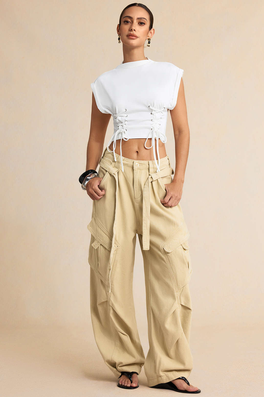 Solid Tie-Up Short Sleeve T-Shirt