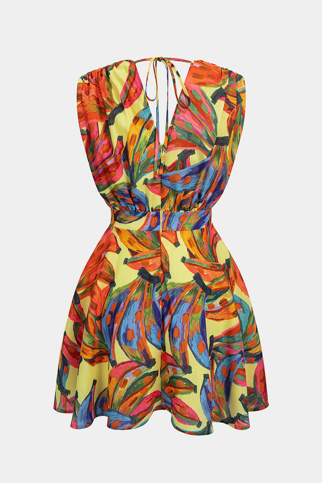 Floral Print V-Neck Sleeveless Mini Dress