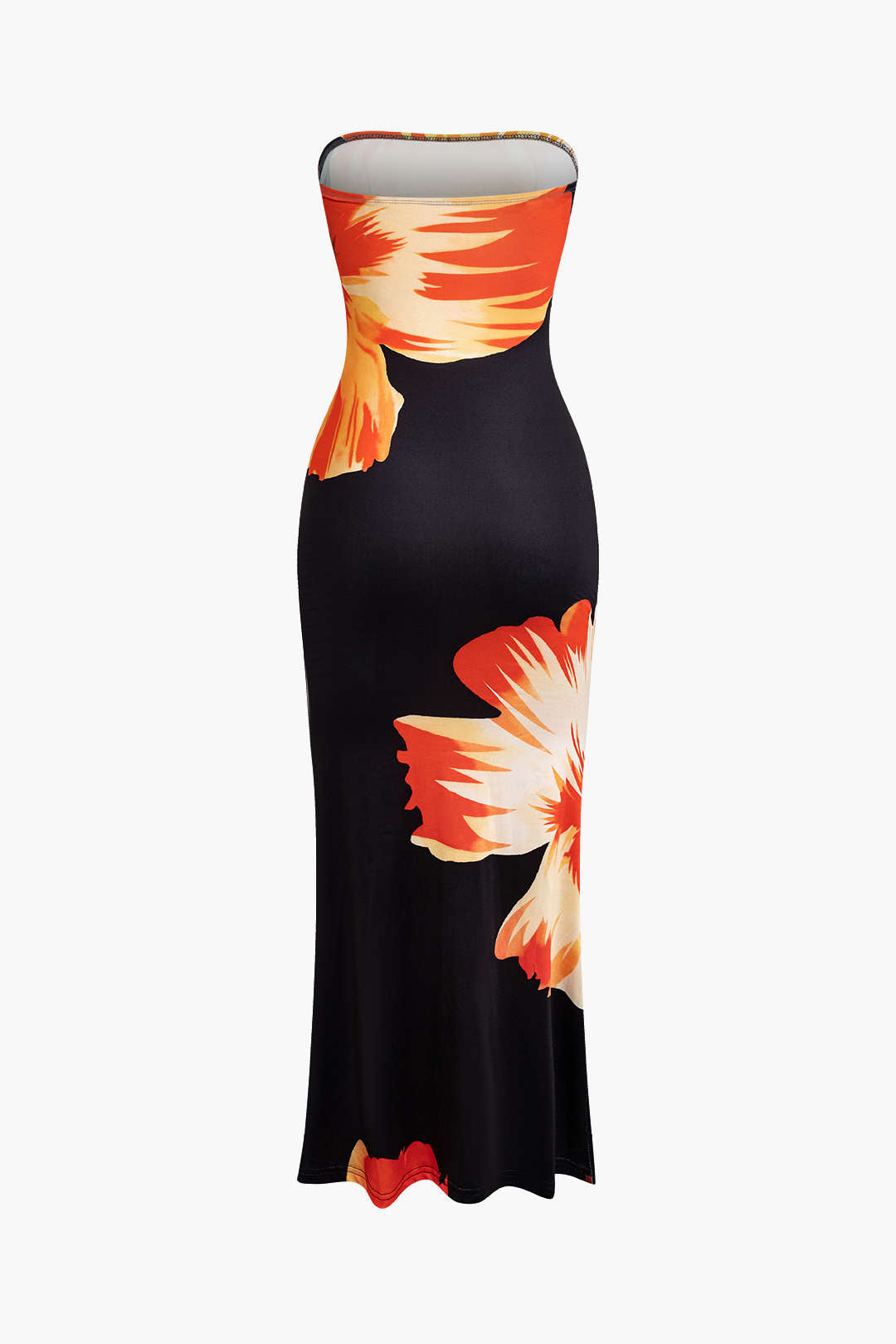 Sunny Floral Cascade Strapless Maxi Dress