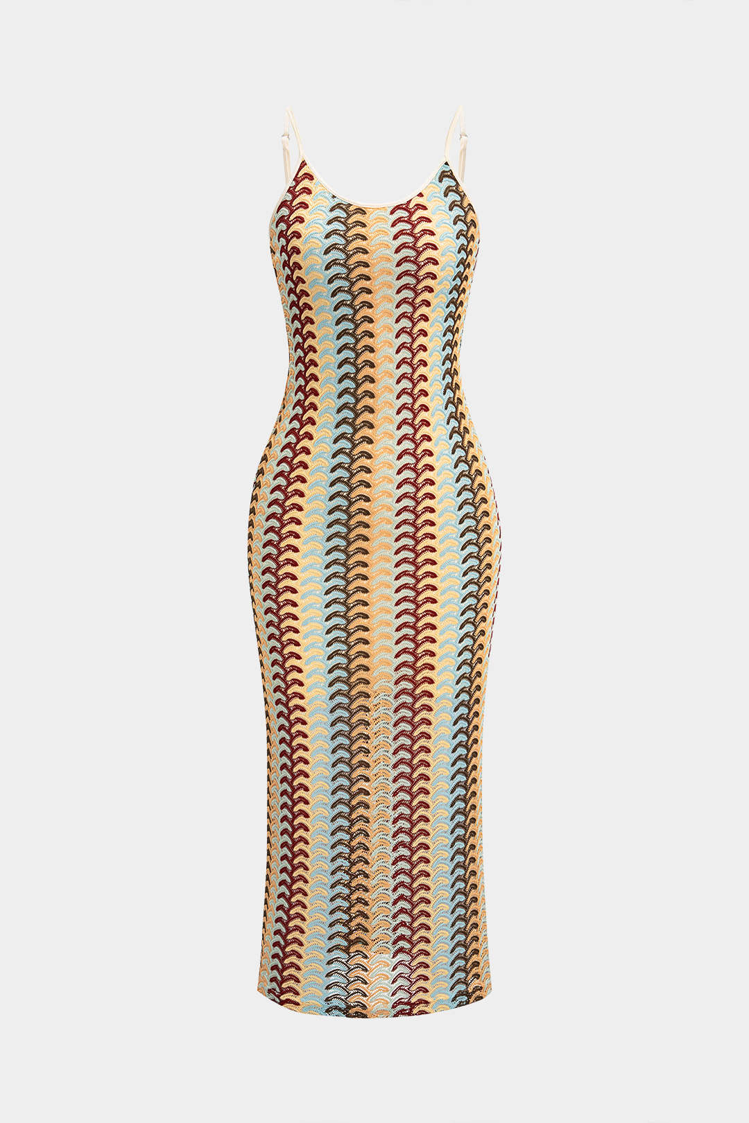 Stripes Print Sleeveless Midi Dress