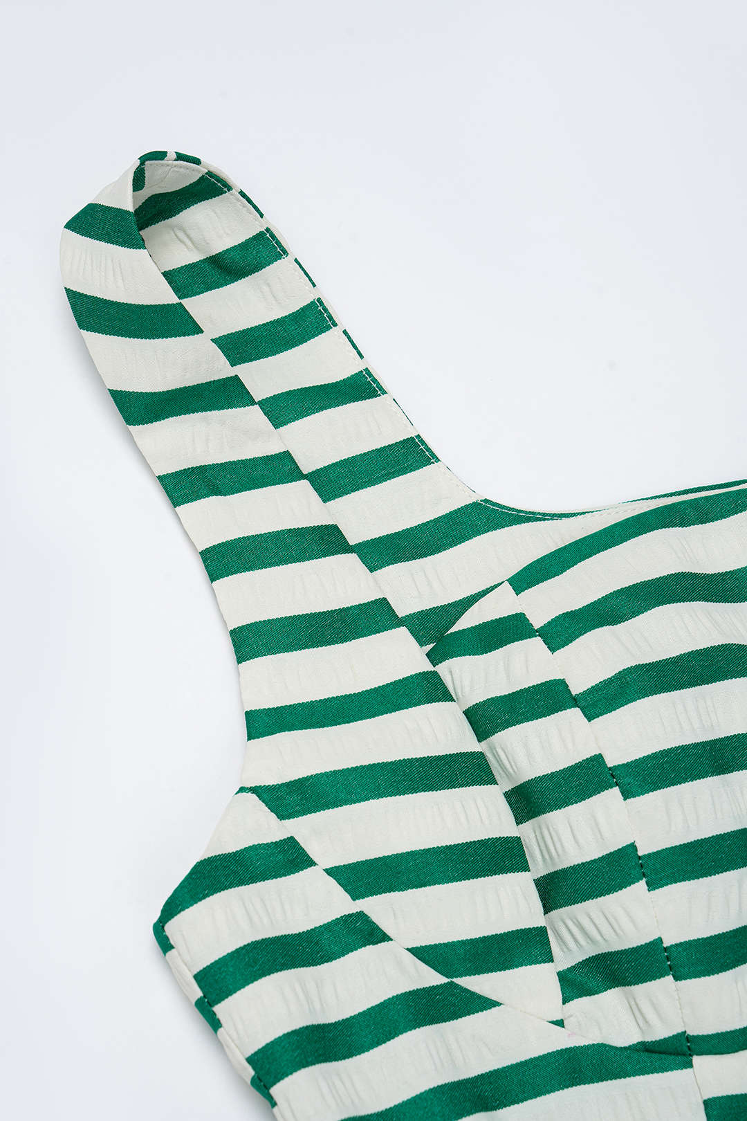 Stripes Print Square Neck Ruched Sleeveless Mini Dress