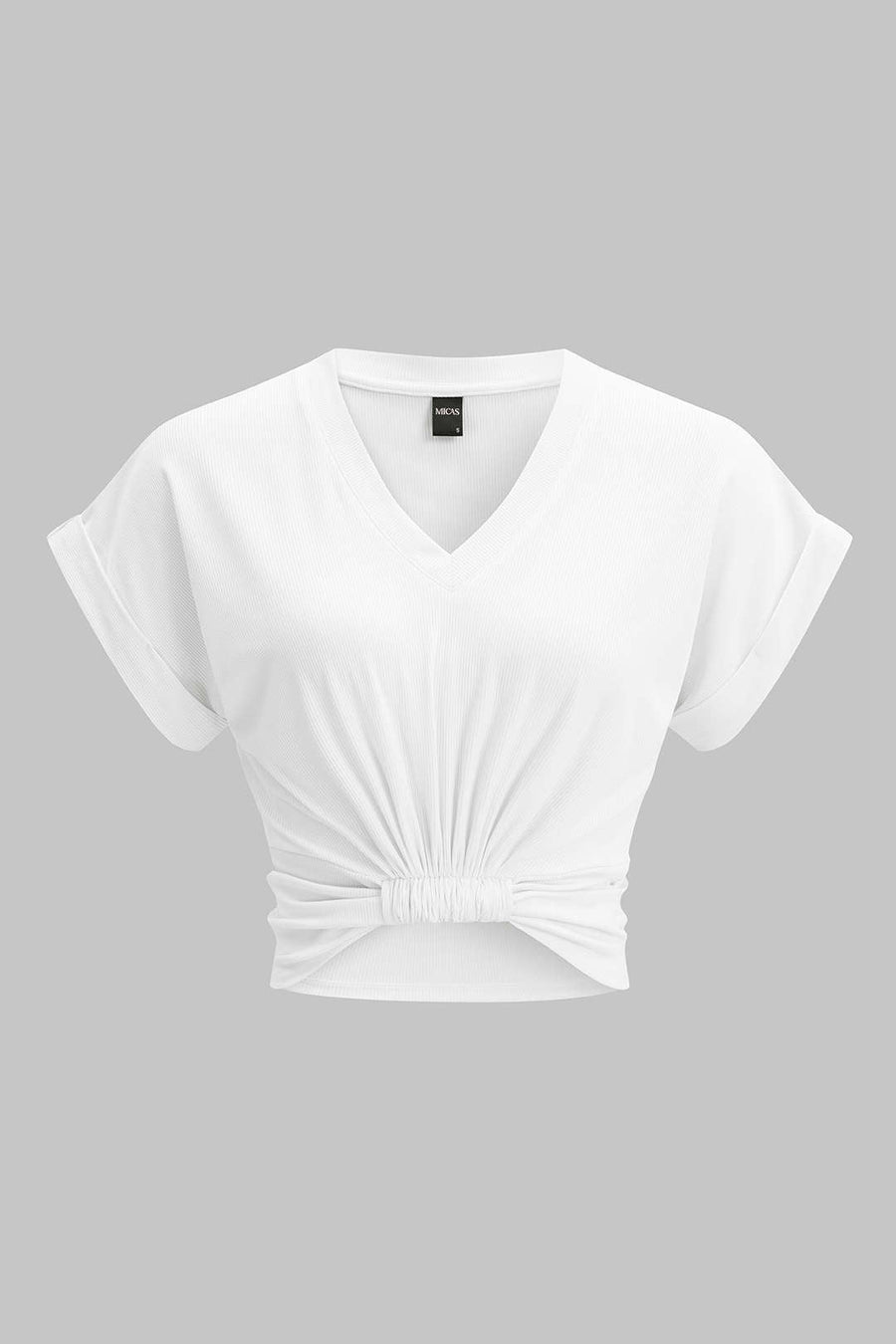 V-Neck Ruched Short Sleeve T-Shirt