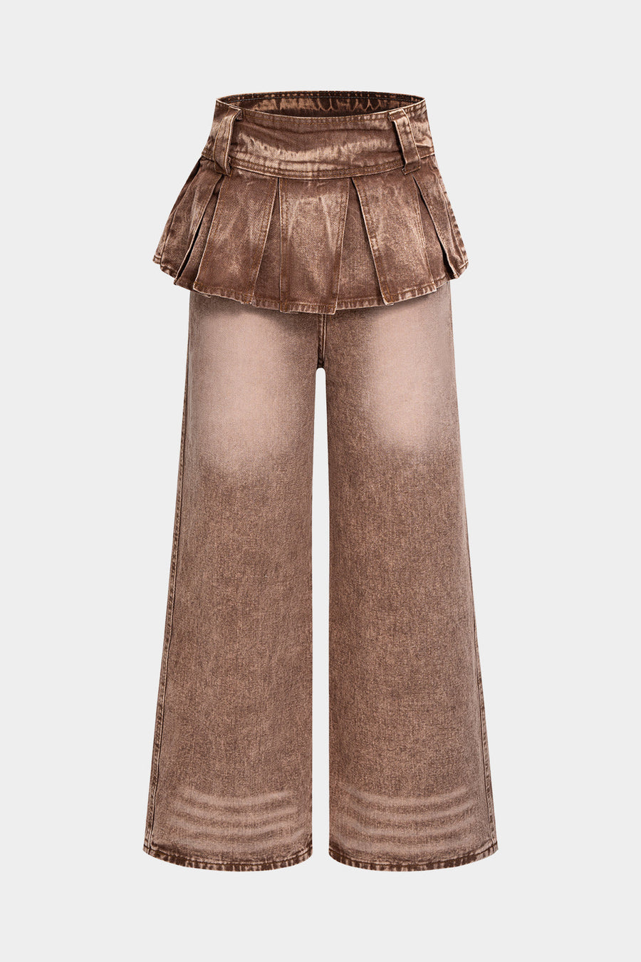 Denim Pleated Wide Leg Jeans