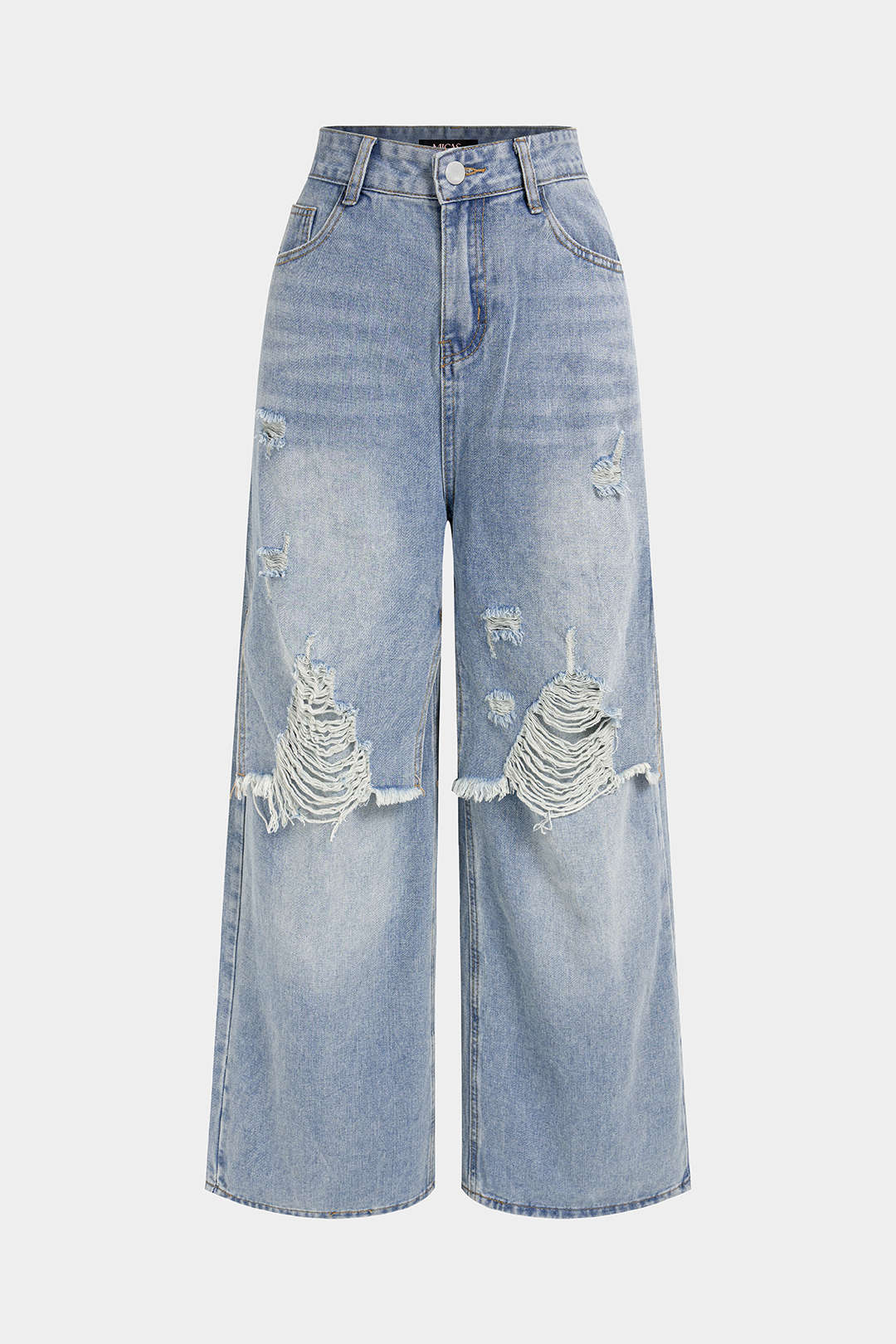 Denim Ripped Wide Leg Jeans