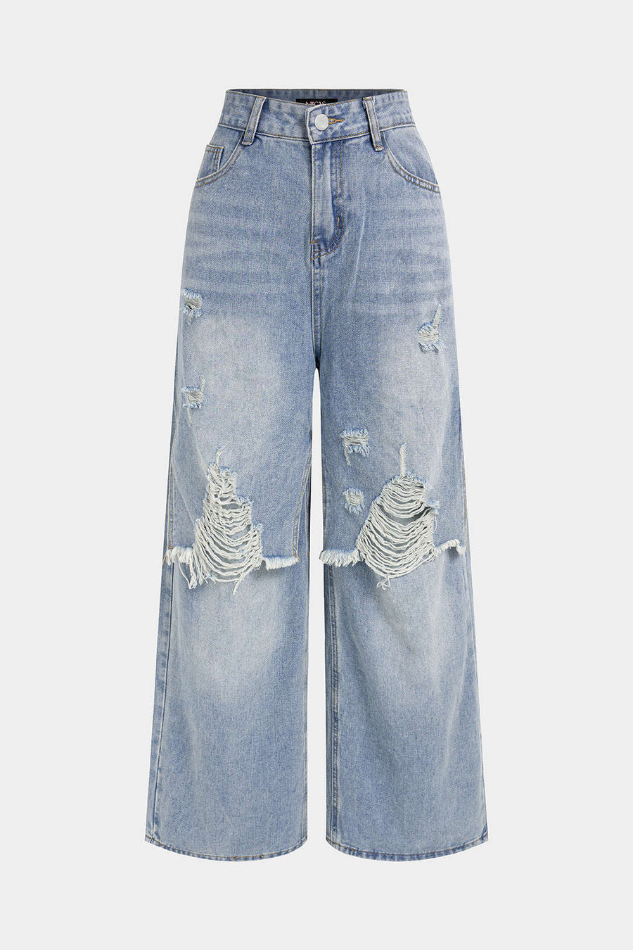 Denim Ripped Wide Leg Jeans