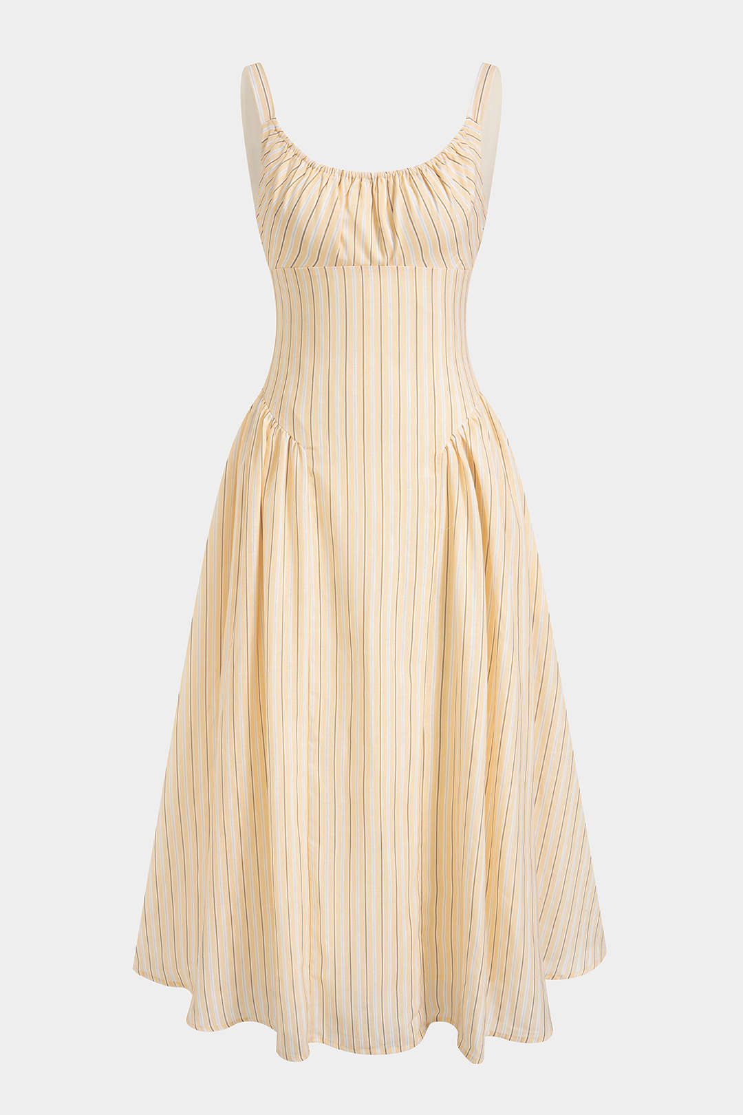 Stripes Print Round Neck Pocket Sleeveless Maxi Dress