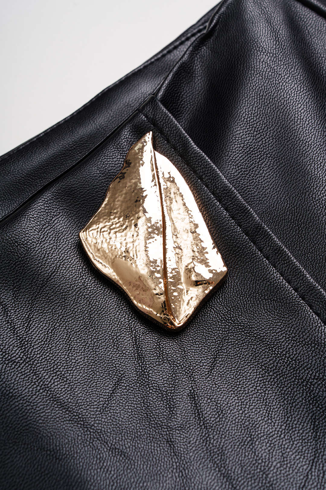 Faux Leather Asymmetrical Wide Leg Shorts