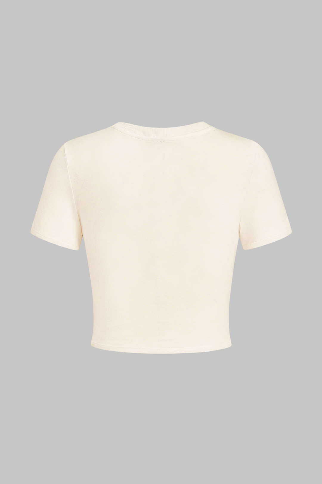 Round Neck Metallic Ruched Short Sleeve T-Shirt